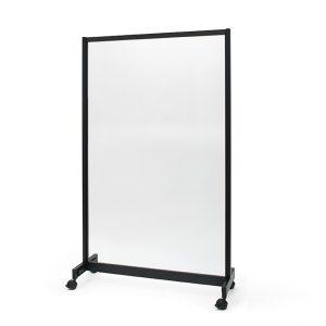 A Floor Standing Glass Partition Sneeze Screen