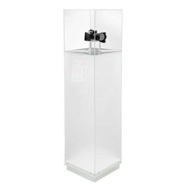 Weighted Plinth With Mirrored Top and Clear Display Case | Lockable