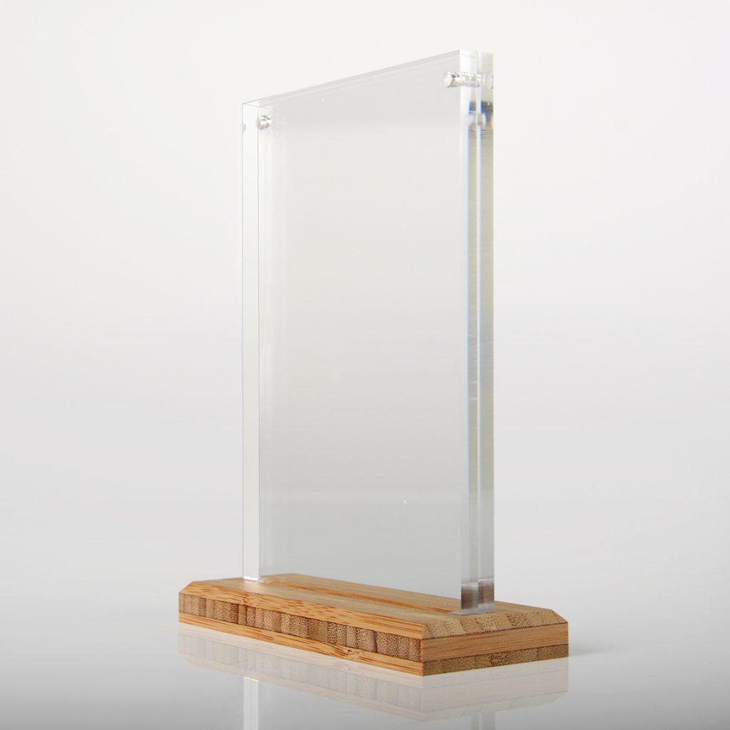 Display Frame with Bamboo Base | Acrylic POS Frame | 6x4, A4, A5