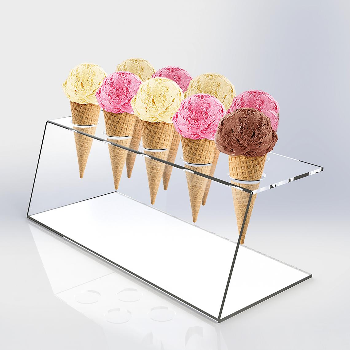 Black Iron Ice Cream Cone Holder Stand with Base 2 Holes to Display Snow  Cones Sushi Hand Rolls Popcorn Candy French Fries Sweets Savory