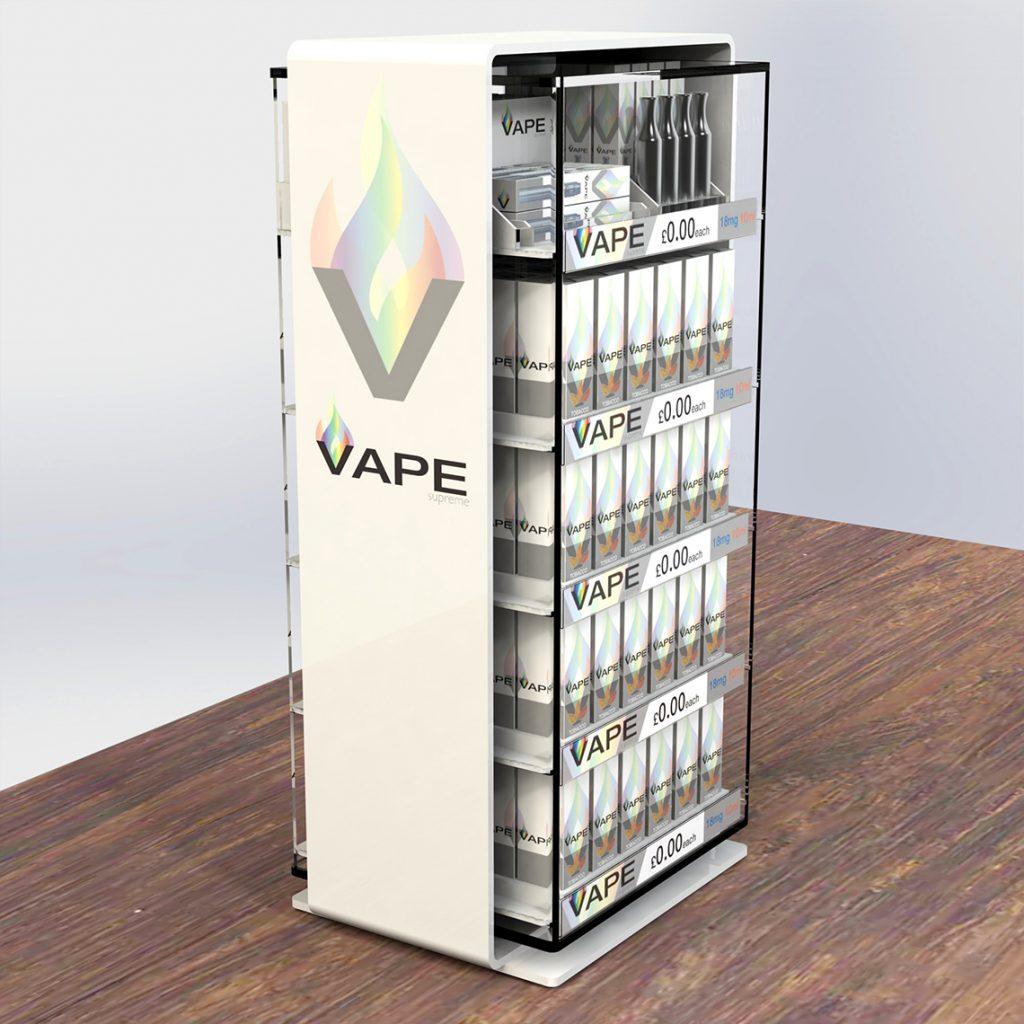 Vaping Display Unit Bespoke Tiered Shelving Luminati