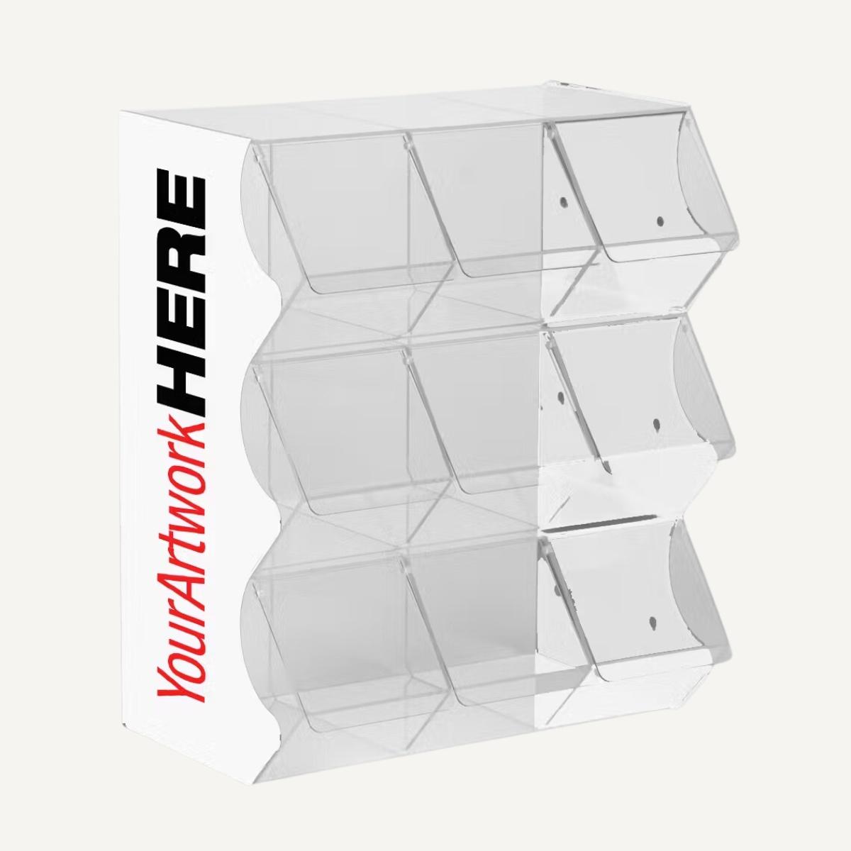 Pick & Mix bins with custom print on the sides.