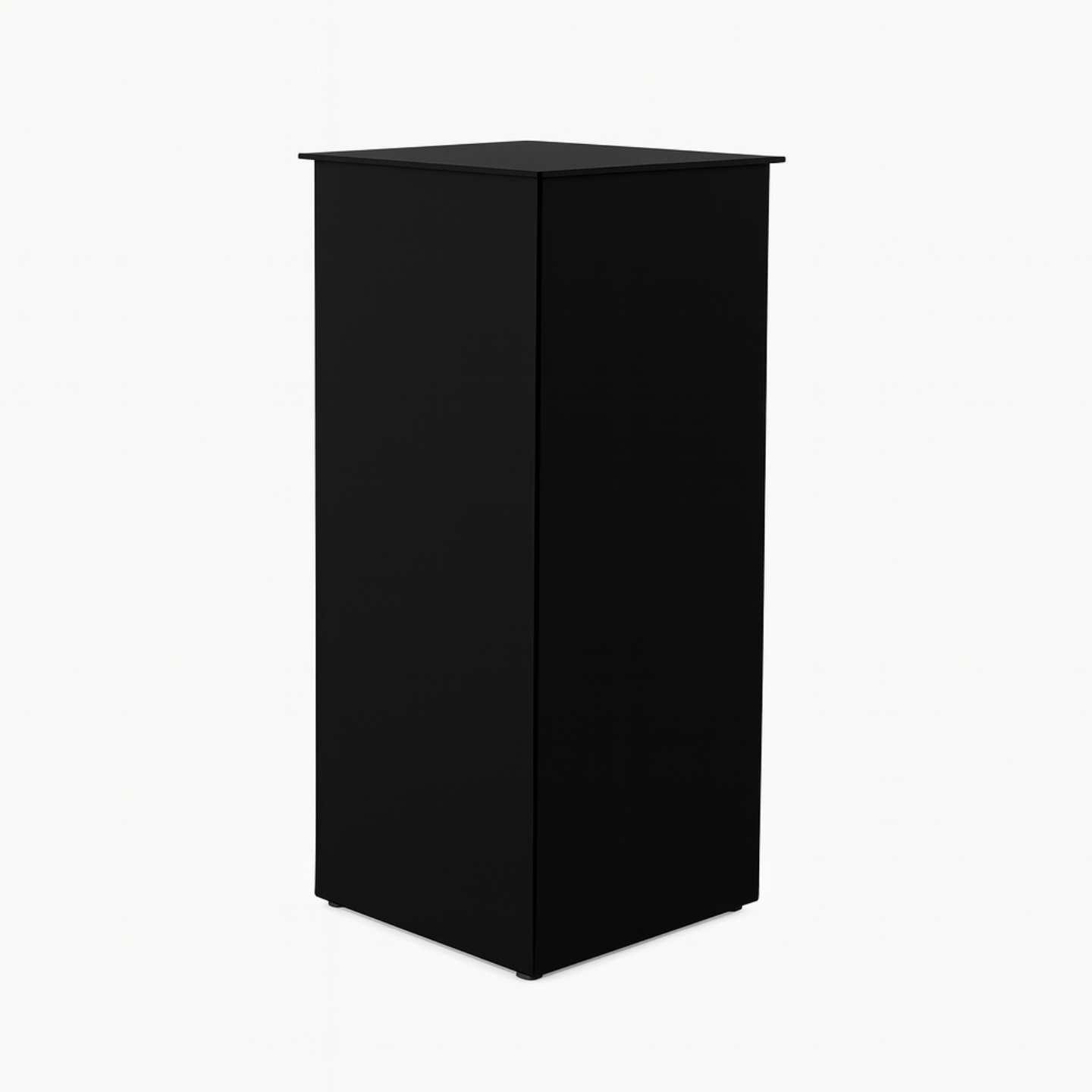 A black flat pack aluminium and acrylic plinth.