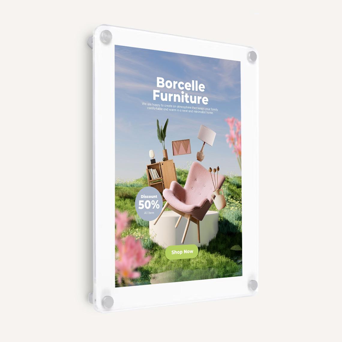 Acrylic Frame With Rounded Corners - Wall Mounted