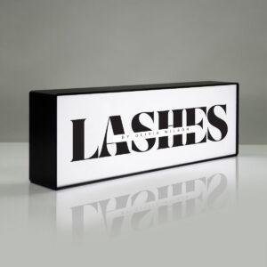 Illuminated Light Box sign display with Lashes Logo on the front.