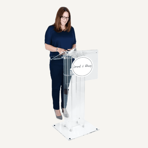 Printed Lectern Acrylic Lectern with Logo Printing | Optional Shelf | Luminati