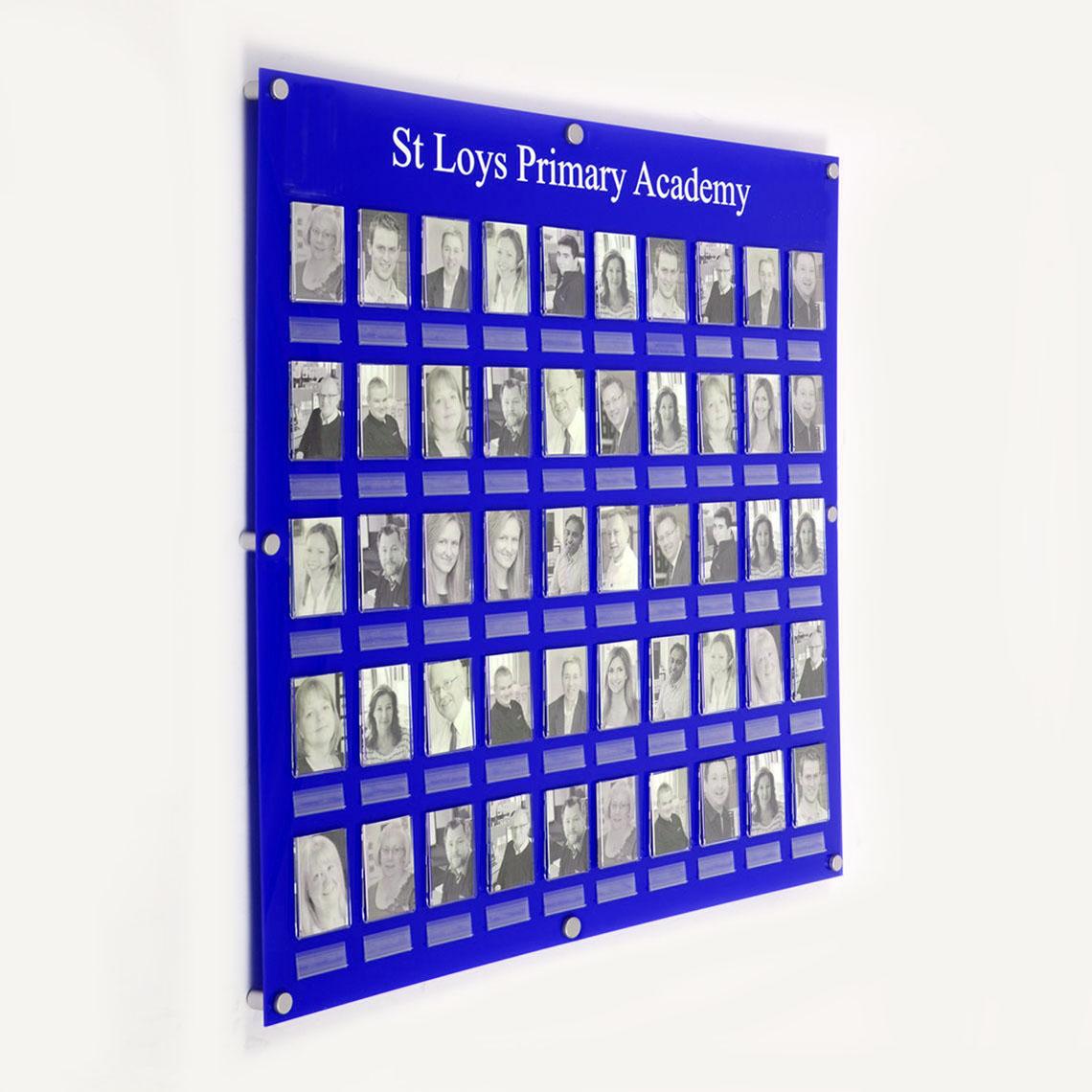 Blue 50 pocket name and photo board.