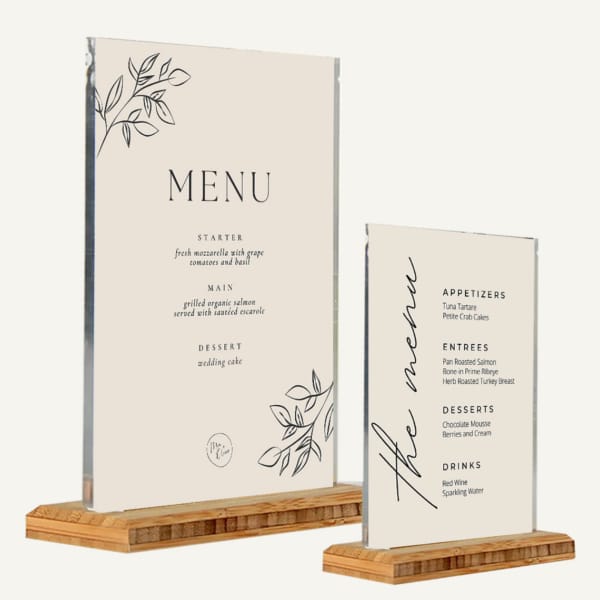 Display Frame with Bamboo Base | Acrylic POS Frame | 6x4, A4, A5