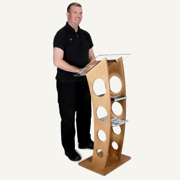 Lectem Curved Wooden Lectern | For Lectures, Presentation & Church