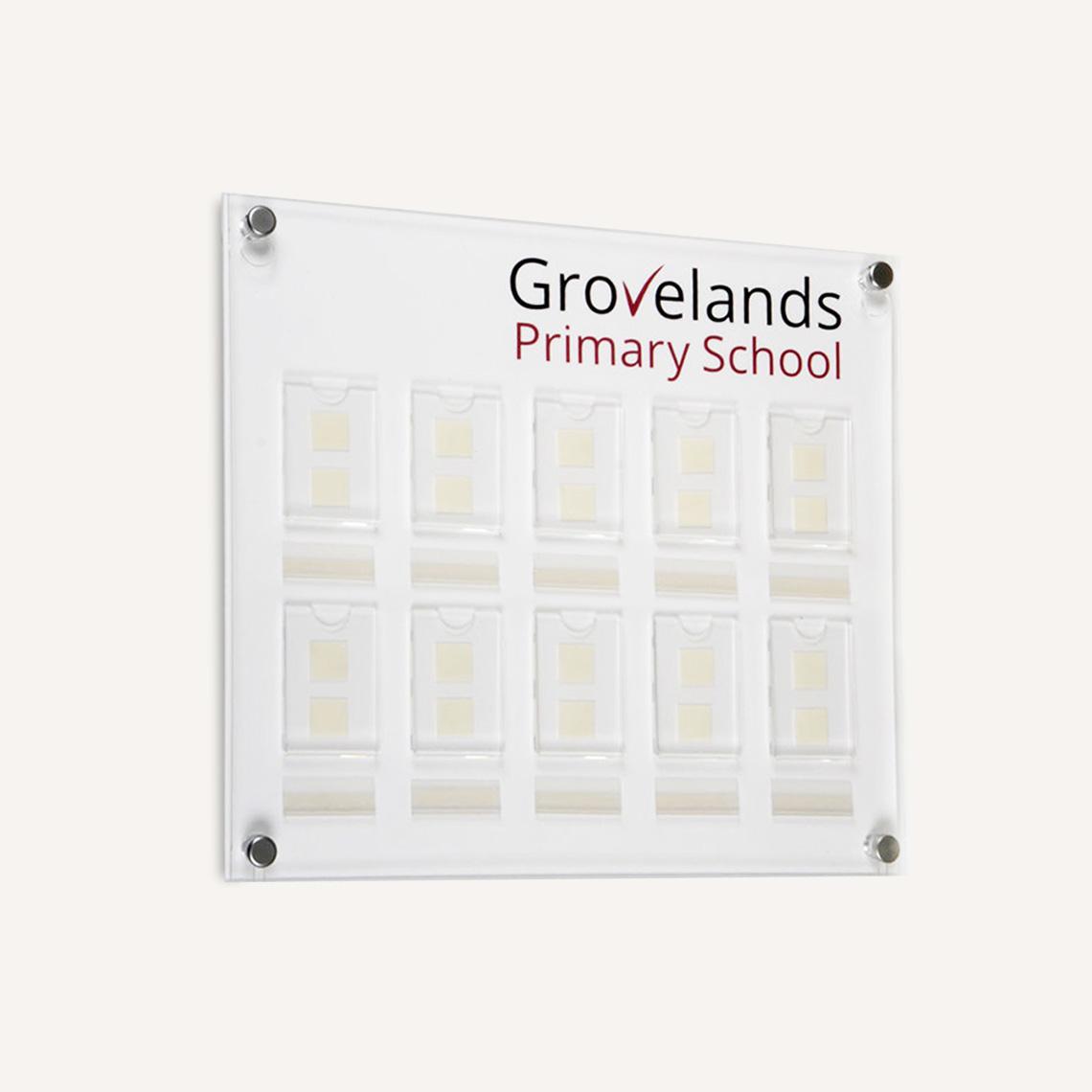 White 10 pocket name and photo board.