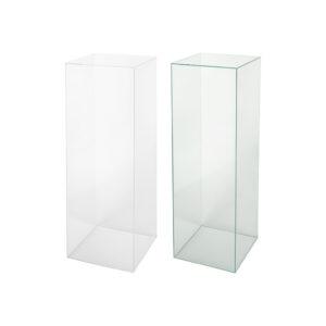 One Glass Effect Acrylic Display Plinth and One Clear Acrylic Plinth.