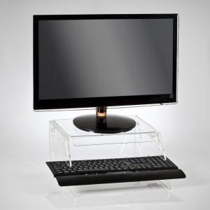 Height Adjustable Monitor Stand With Keyboard Tray