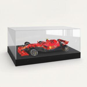 A 1:18 F1 Model Car Display Case with a black base and a model car on display.