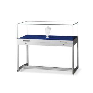 A silver showcase table.