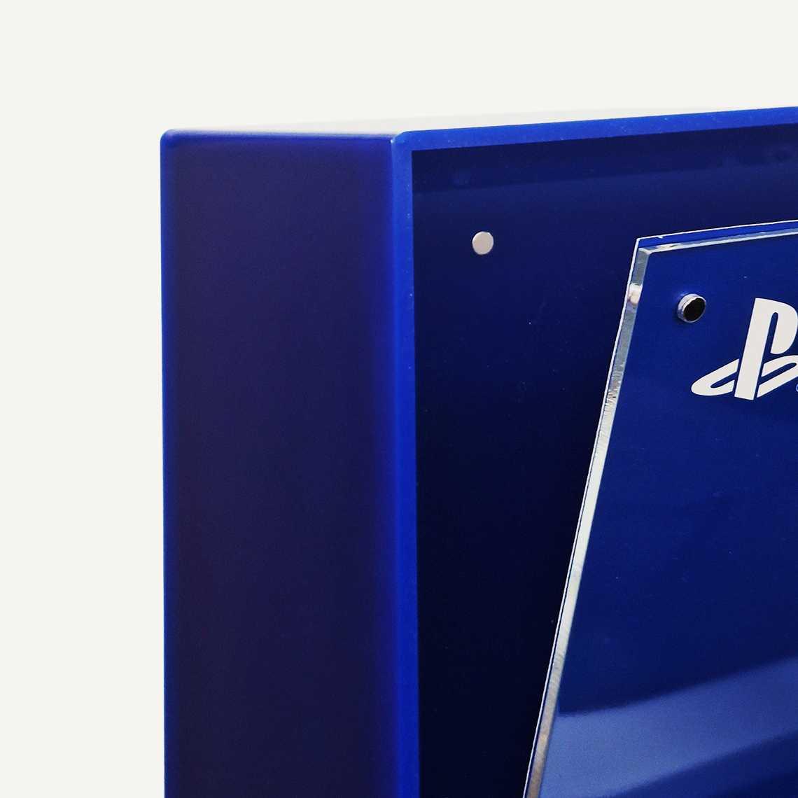 Close up of magnetic traps on a PlayStation gaming POS display.