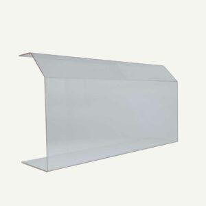 A clear acrylic food guard sneeze screen facing the front.