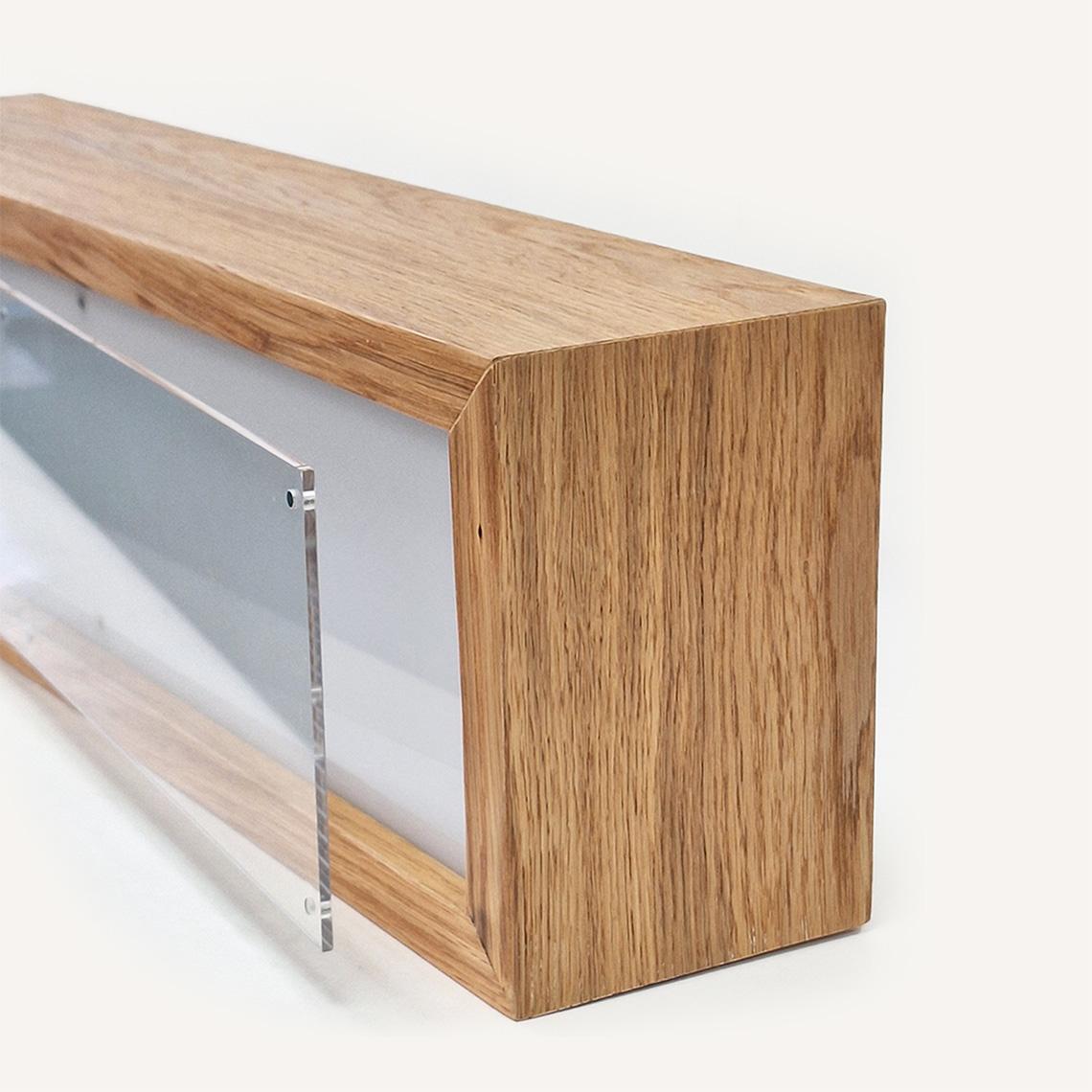 Illuminated Wooden Lightbox with interchangeable graphics trap.