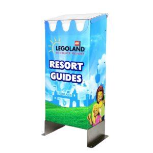 A custom Lego resort spring loaded dump bin with custom graphics and a lid.