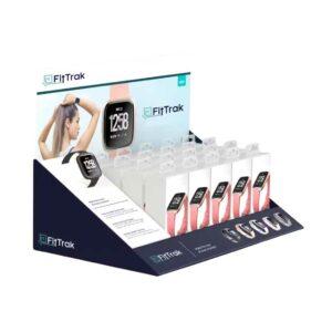 A countertop product glorifier featuring smart watches.