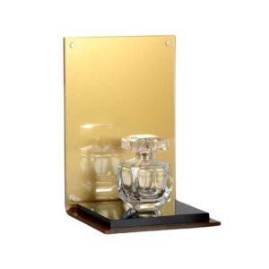 A gold perfume glorifier featuring a gold perfume bottle.