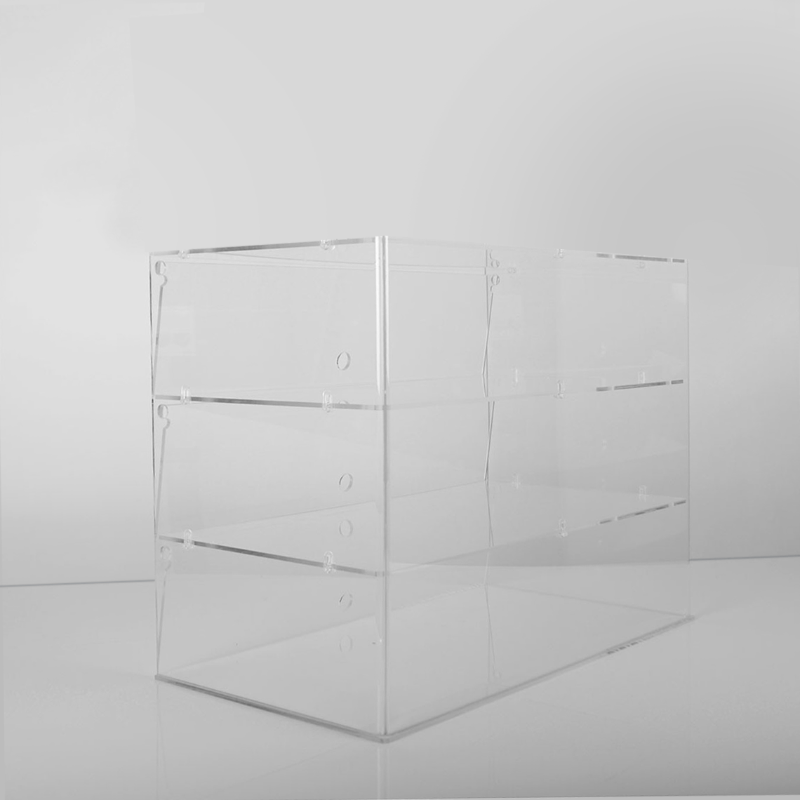 3 Tier Pastry Display Cabinet with swing doors on the back.