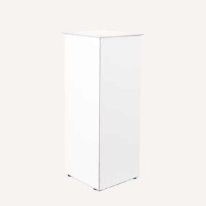 A white flat pack plinth.
