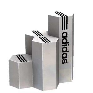 A set of 4 hexagonal custom adidas plinths.