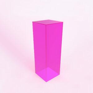 A fluorescent pink display plinth.