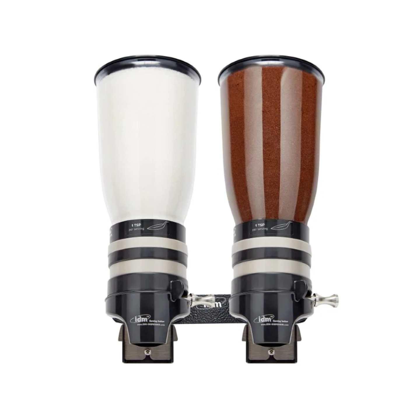 A 2 cylinder sugar and coffee dispenser unit.
