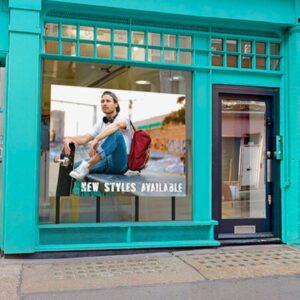 A DV-LED all in one window display in a shop window.