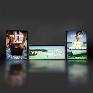 Set of three Yeti lightboxes.