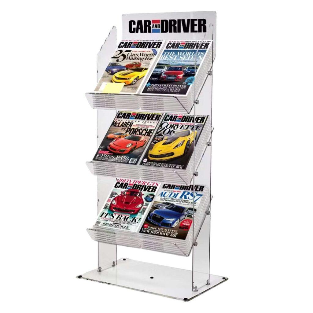 A clear acrylic brochure literature display.