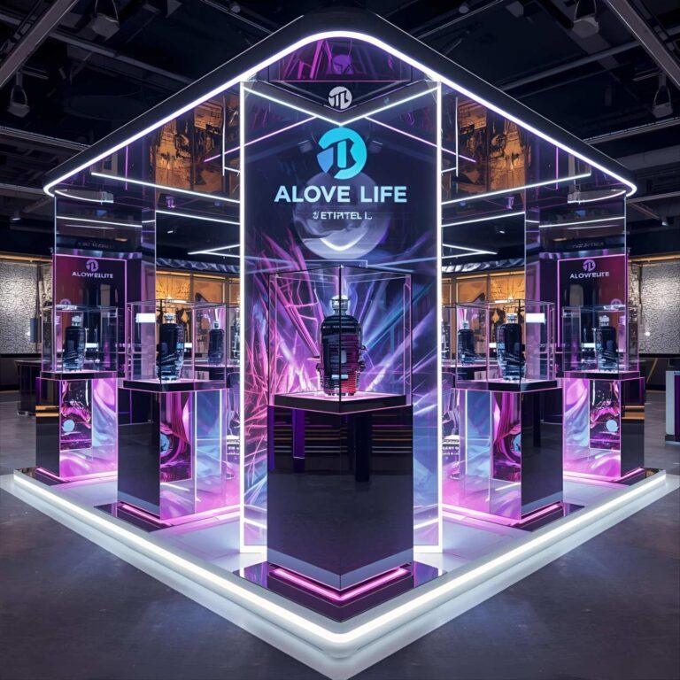 A vibrant colourful plinth retail display.