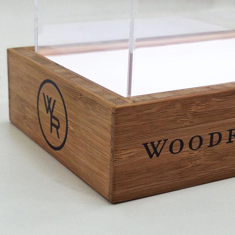 Illuminated Bottle Display Case with Bamboo Base | Custom Branded