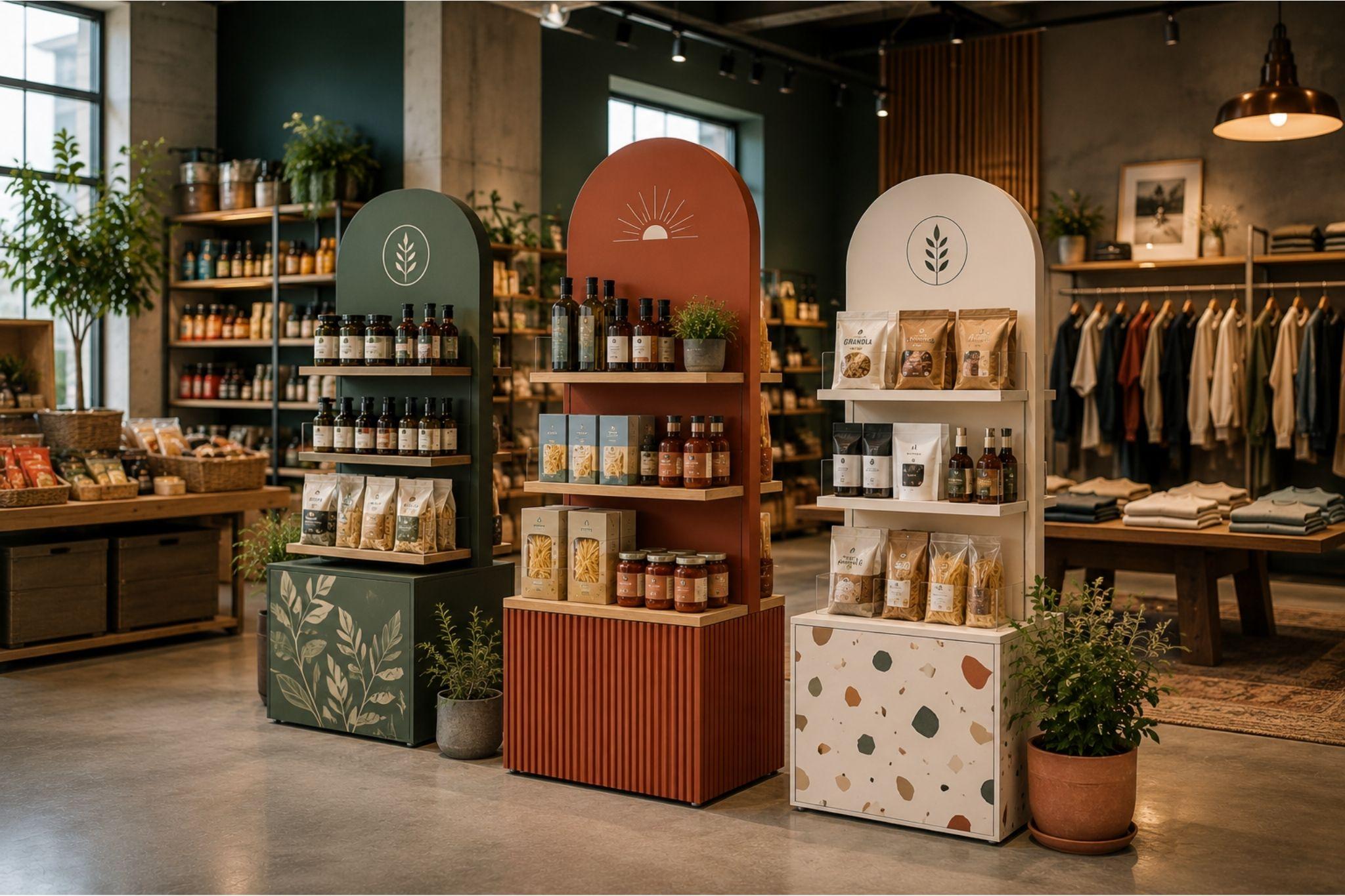 A custom made retail display in a shop.