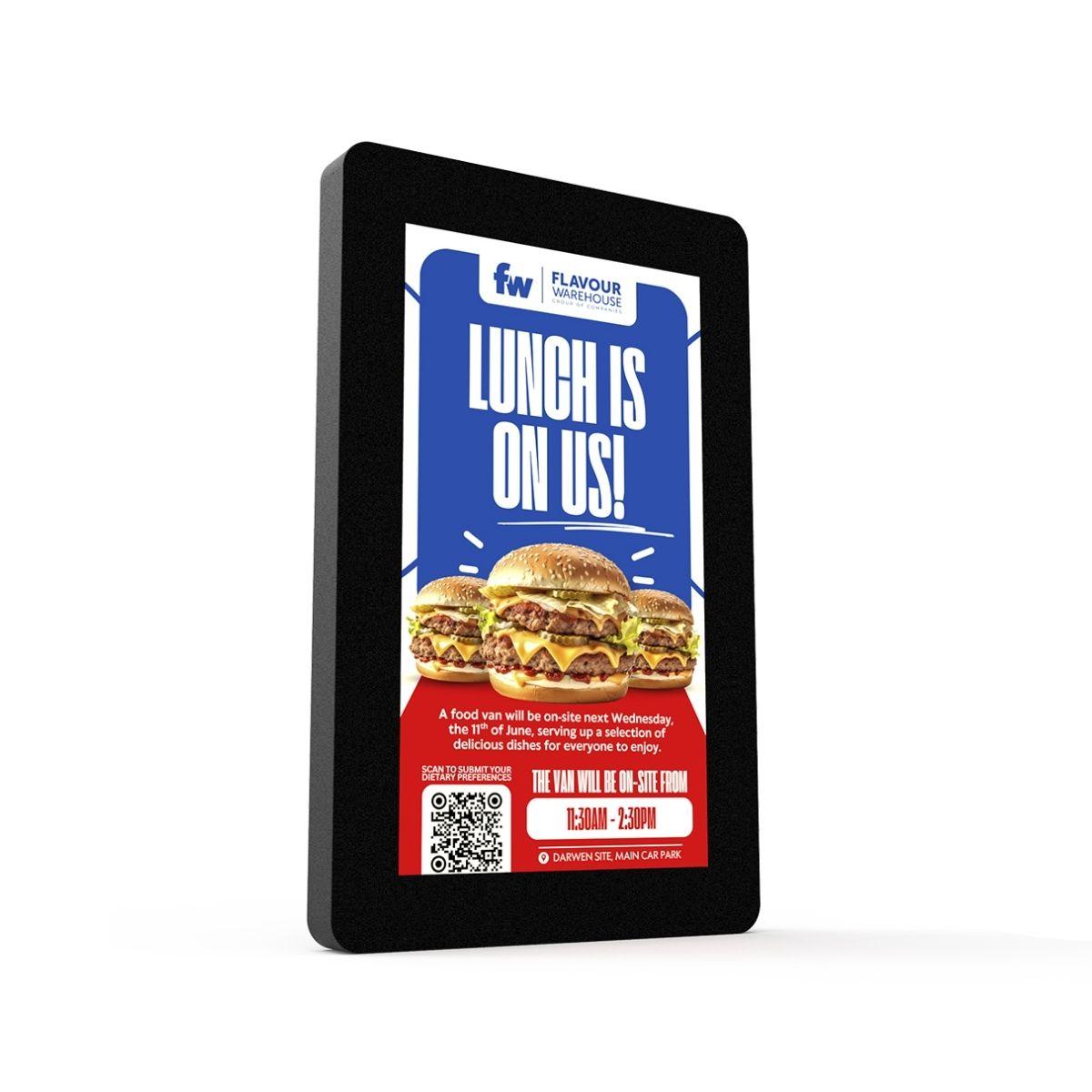 55-inch 4K outdoor wall-mounted digital advertising screen with USB and network content management.